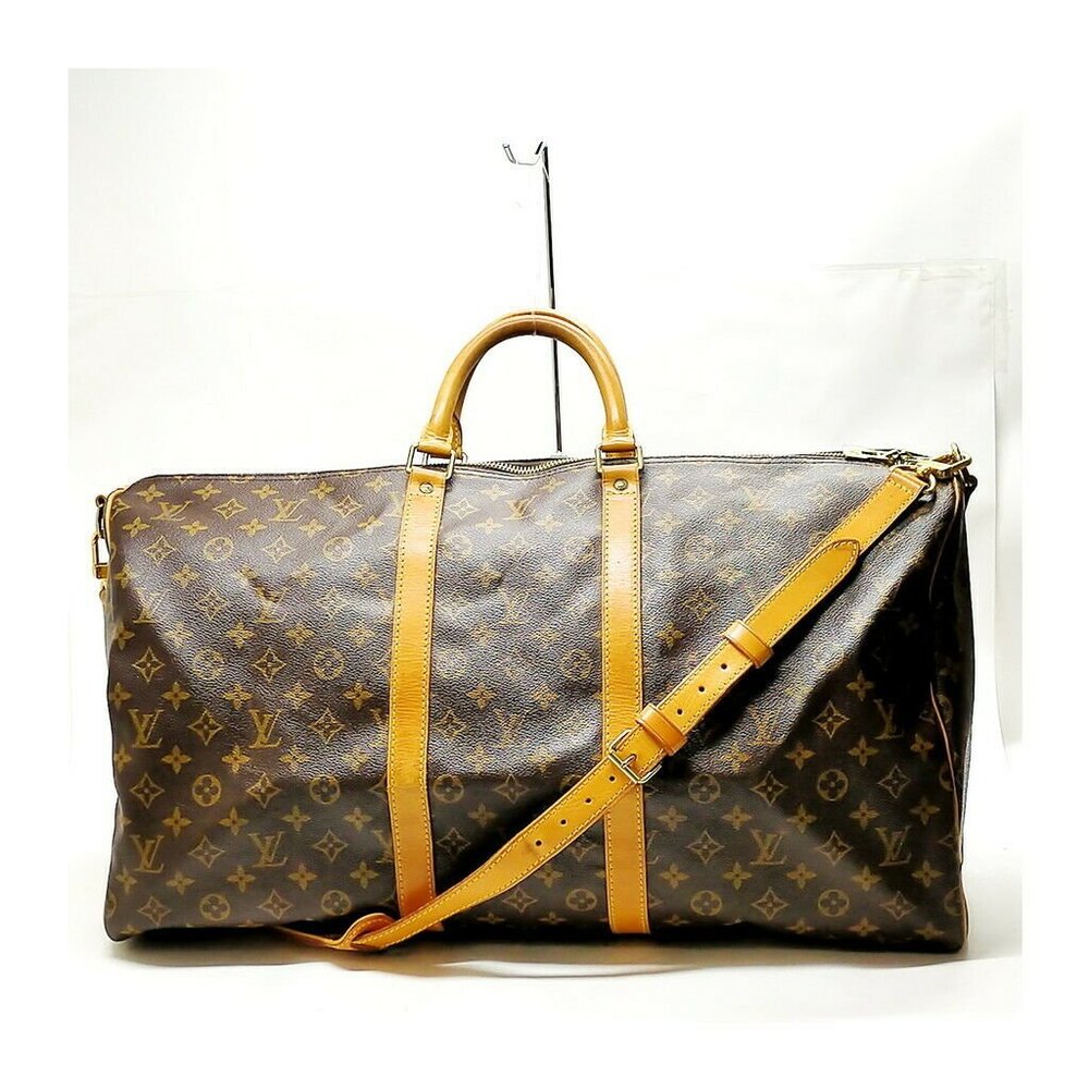AUTHENTIC Louis Vuitton LV Boston Bag Keepall Bandouliere 55 Browns Monogram - Picture 2 of 11
